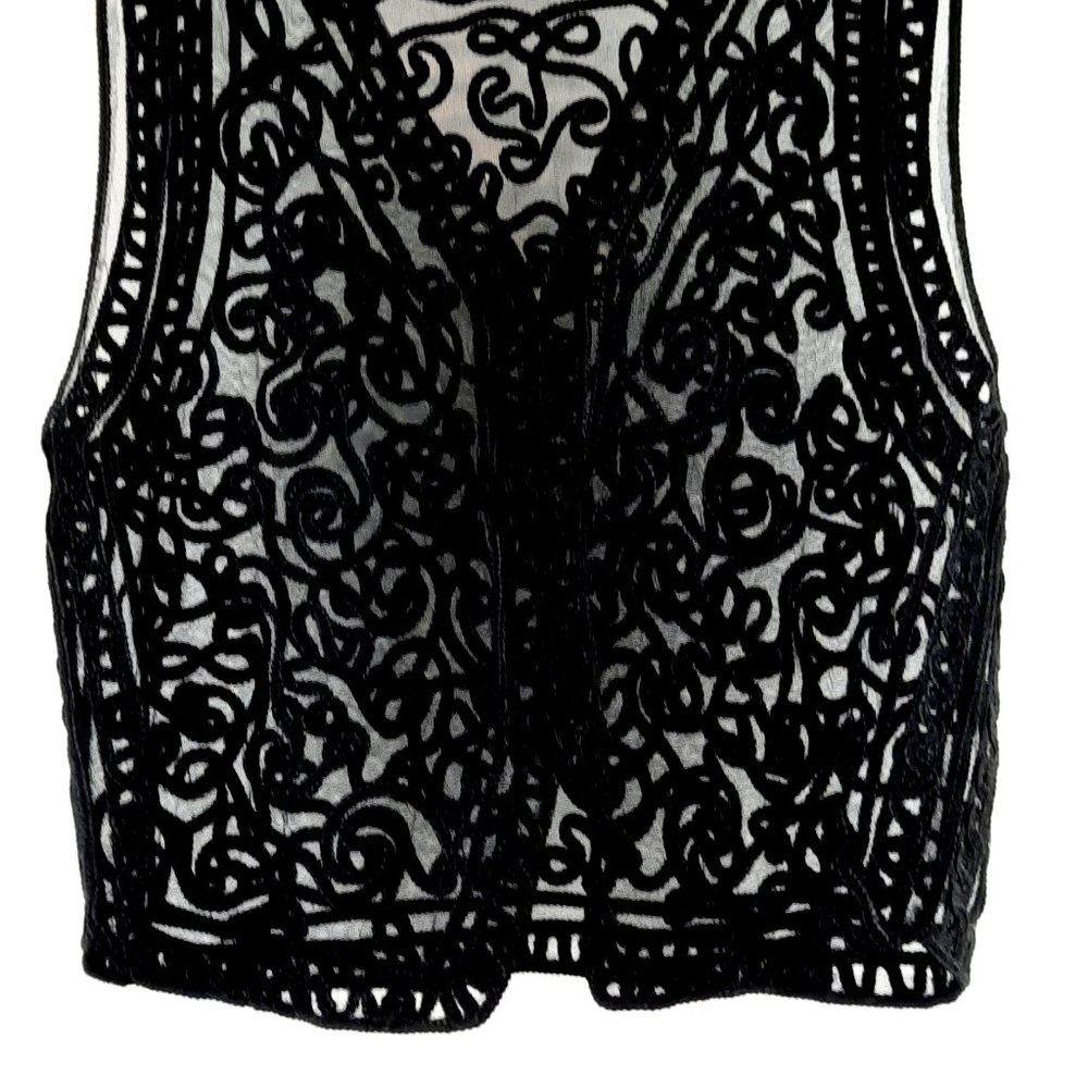 Elegant Vintage Large Jasmi Black Lace Button Up Party Vest - Picture 10 of 13